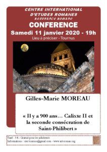 affiche conférence CIER Gilles-Marie Moreau Calixte II et la seconde consécration de saint-Philibert 11-01-20