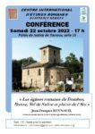 Affiche conférence CIER du 22/10/2022 : Les églises romanes de Dombes, Bresse, Val de Saône et plaine de l'Ain