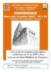 Affiche conférence CIER du 12 juillet 2023 "Sur le mode de Fondation des églises médiévales du Ve au XIVe siècle et le cas de Saint-Philibert de Tournus"