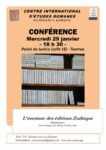 Affiche conférence CIER du 29 janvier 2025 "L'aventure des éditions Zodiaque"