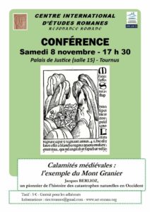 Affiche conférence CIER du 8 novembre 2025 "Calamités médiévales : l'exemple du Mont Granier"